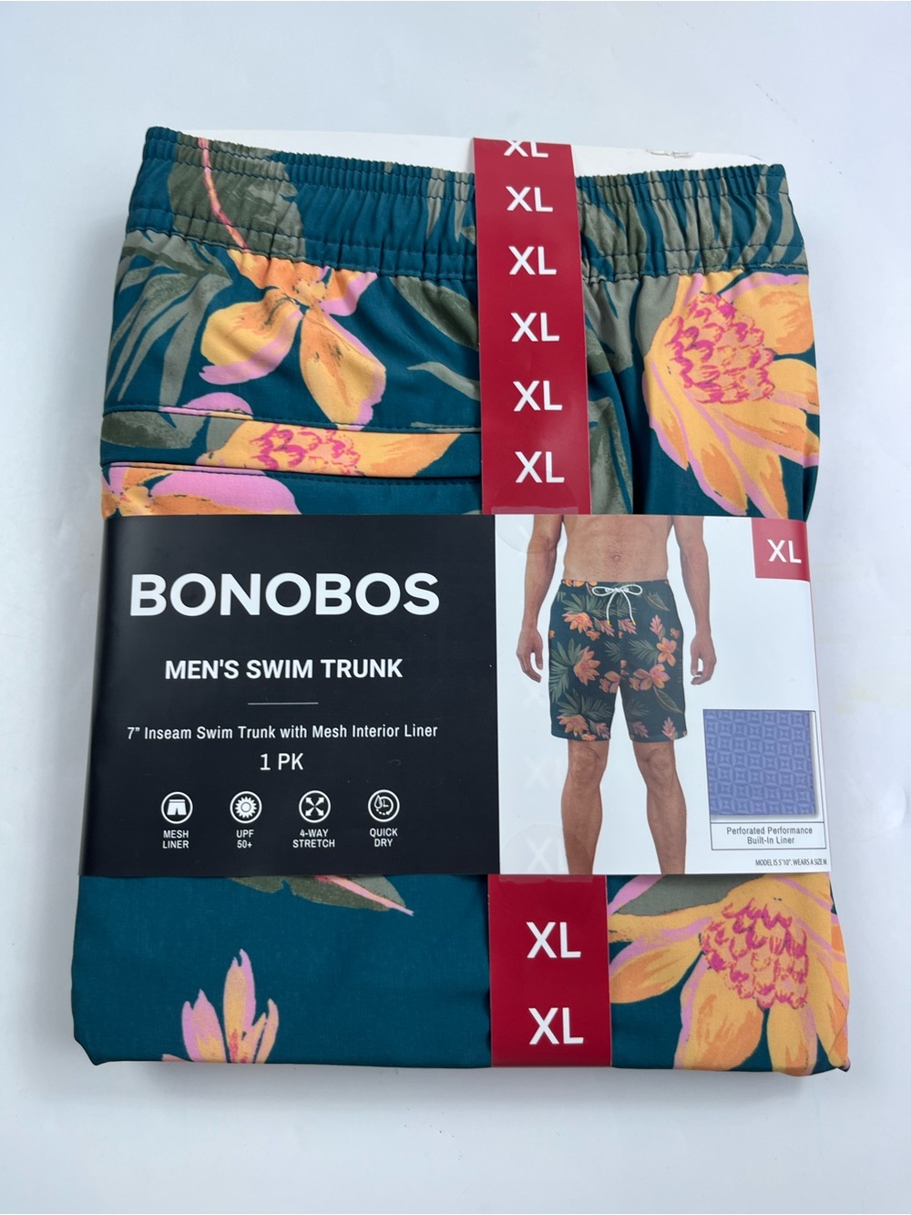 Bonobos Men's Floral Swim Trunk - Teal with Yellow & Pink Flowers size XL